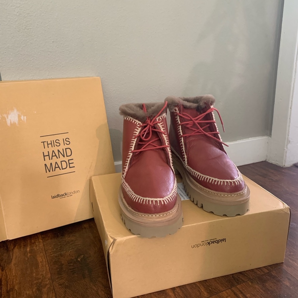 Laidback London Red Leather Boots